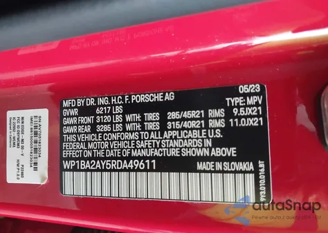 2024 Porsche Cayenne Coupe from USA, damaged, VIN WP1BA2AY5RDA49611